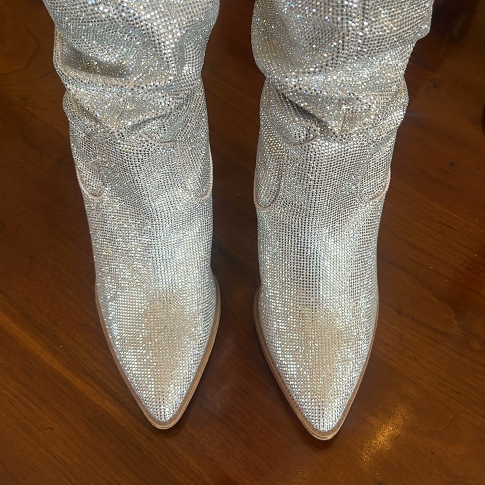 Steve Madden Landy-R Rhinestone Over The Knee Cowboy Boots - Picture 15 of 16
